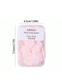 2pcs Disposable Soap Sheets - Portable Antibacterial Mini Hand Washing Paper Soap With Flower Petal Case For Students And Children - Pink - View 2