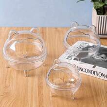1pc Bear Shaped Splash Proof Bathing Box For Hamsters - Clear - View 6