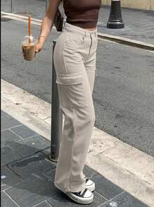 Pantalón cargo - Beis - Ver 3