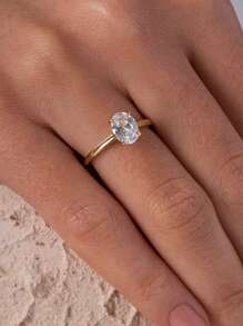 Stylever 1pc 2ct Pigeon Egg Promise Ring Ladies Jewelry For Women Wedding Prom S925 Sterling Silver Luxury Elegant Ring Fine Jewelry Gift For Girls Daily Dating Party Decor