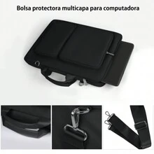 Funda para Laptop 14 15.6 pulgadas portafolios para laptop Hombres y Mujeres maletín para laptop Impermeable negro rosa - Negro - Ver 6
