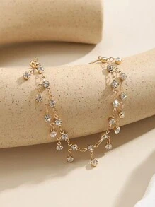 歐美風格時尚復古甜美酷感龐克耳釘,鼻夾,鍊子連接,鑲有鑽石,流蘇和鍊子,適合巴西嘉年華和度假穿著