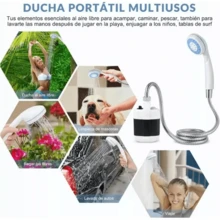 Regadera Ducha Portátil Recargable Para Camping De Mano - Blanco y Negro - Ver 5