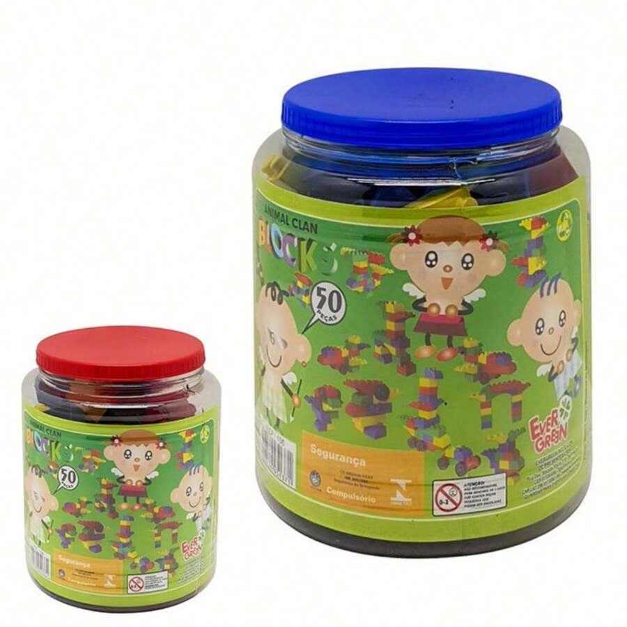 Blocos De Montar Blocks Pote C/ 50 Pcs R