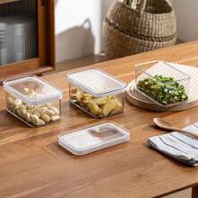 1pc Sealed Food Storage Container, Plastic Canister With Lockable Lid, For Organizing And Storing Dry Food In Kitchen, Pantry And Fridge - White - View 6