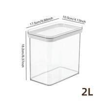 1pc Sealed Food Storage Container, Plastic Canister With Lockable Lid, For Organizing And Storing Dry Food In Kitchen, Pantry And Fridge - White - View 3