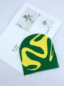 1 chiếc mũ len dệt kim Jacquard chống gió và giữ nhiệt bất đối xứng Unisex, thời trang dạo phố, một cỡ, mùa thu và đông - Nhiều màu - Xem 5