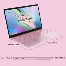 Auusda 笔记本电脑 T152A，配备 15.6 英寸 FHD IPS LCD 屏幕、英特尔高达 2-3.4 GHz、背光键盘、指纹读取器、Mini HD、USB-A X2、Windows 11 Pro（16/32GB DDR4 RAM 和 512GB/1TB M.2 PCIe NVMe SSD）、粉色 - 美規A型插(110-127V) - 查看 2