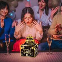 Money Box For Cash Gift Surprise Box Gift Box For Money Money Gift Box Exploding Money Gift Box Money Box For Cash Gift Pull Birthday Money Box For Cash, White Surprise Box Explosion Gift For Men, Billionaire Money Holder With Pull Out Card DIY Set, - Black Gold - View 7