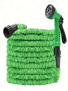 1入柔軟且可擴展的花園水管,附塑料水噴嘴,園藝噴灌工具,實心銅製接頭,輕便且不易糾結,可收縮式水管 - 綠色 - 查看 7