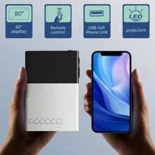 Mini Projector, Portable Movie Projector, Small Video Projector, For Smartphone,Laptop,Game Console,PS5, PC,TV Stick,Compatible With HDMl,USB, Audio, AV. - EU C Type Plug(220-240V) - View 7