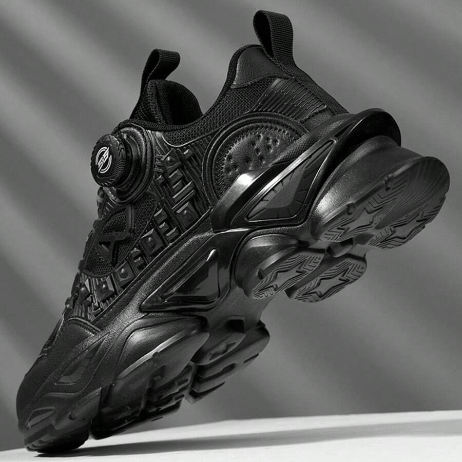 男士运动鞋男奢华鞋男士休闲鞋训练鞋竞速透气鞋时尚乐福鞋男士跑步鞋 - 黑色 - 查看 1