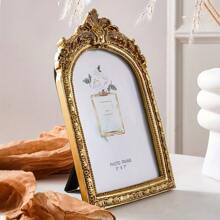 1PC Window Shaped Photo Frame, European Retro Golden Arch Lace Decor Photo Frame, With A Random Inner Paper, For Photo Display Home Room Decoration, Wedding Anniversary Party Christmas Valentine Gift - Random Gold Inner Paper - View 7