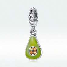 WOSTU 1 Pieza Colgante De Cuentas De Amuleto De Frutas Coloridas De Plata De Ley 925 Con Series De Piña, Aguacate, Fresa Linda, Manzana Roja Y Cereza Dulce Para Mujeres Hacer Pulseras Y Collares De Joyería Alta