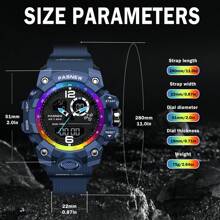 Pasnew 多功能男士風格雙顯示屏運動手錶,具有強大的防水和夜光矽膠錶帶和鬧鐘功能 - 藍色 - 查看 4