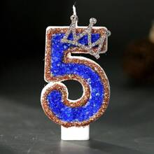 1pc Festival Cake Decorative Candle, Number Shaped Birthday Cake Candle, Crown Decor Party Candle,Christmas