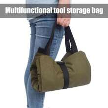 1pc Roll Up Tool Bag Multi-Purpose Tool Pouch Wrench Organizer Small Shoulder Tool Bag Hanging Zipper Carrier Tote - Navy Blue - View 3