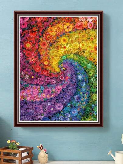 1pc 5d Diamond Painting Cross-Stitch Kit Of Butterfly Flower Sea Picture With Multi-Diamond Colorful Gemstone Decoration Gift For Adult Beginner Diy Diamond Number Art Kit, Perfect For Home And Room Wall Decoration, Birthday Gift, 30x40cm/20x30cm