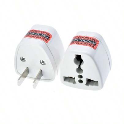 2入組3針插頭轉2針插座接地轉換器,附帶美歐澳插頭轉插頭轉換器