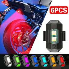 6X LED Motorcycle Lights Flashing Strobe Indicators Car Aircraft Rechargeable - Black - View 3