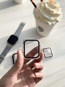 1 件男女通用超薄钢化玻璃保护壳，溅油时尚可爱风格，兼容 系列 38/40/41/42/44/45/46/49 毫米，兼容 Ultra/SE/11/10/9/8/7/6/5/4/3/2/1，智能手表配件 - 無色 - 查看 3