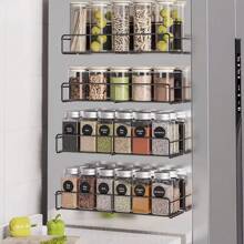 4Pcs Strong Magnetic Spice Rack Organizer Fridge Storage Shelf For Jars Seasoning Tins Utensils Space Saver Holder For Refrigerator Microwave