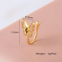1PC U-Shaped Nose Clip, Fake Nose Piercing Jewelry Butterfly  Rings Fashion Jewelry Septum Piercing Nariz - Yellow Gold - View 4