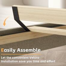 Gunji Queen Bed Frame With Headboard Upholstered Bed No Box Spring Needed, Easy Assemble, Camas Queen Size, Three Size - Màu be - Xem 5