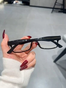 1pc Unisex Simple PC Frame Fashionable Business Style Anti-Eye Fatigue Glasses, Transparent Lens Non-Prescription Glasses Accessories