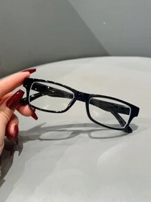 1pc Unisex Simple PC Frame Fashionable Business Style Anti-Eye Fatigue Glasses, Transparent Lens Non-Prescription Glasses Accessories