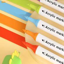 丙烯酸顏料筆記,12/24/36種顏色的丙烯酸顏料筆記,雙頭丙烯酸顏料標記套裝,適用於崖壁繪畫,木材,帆布,石頭,塑料,馬克杯,diy手工藝品 - 8809 - 查看 2
