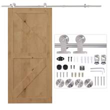 HOMCOM Kit Instalacion Puerta Corredera Madera Puertas Corredizas Riel Acero Inoxidable - Plateado - Ver 2