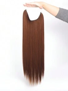 女士合成长款无夹直发接发片鱼线假发片 - 巧克力棕 - 查看 3