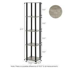 Turn-N-Tube 5-Tier Corner Square Rack Display Shelf, French Oak/Black - 黑色 - 查看 3