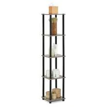 Turn-N-Tube 5-Tier Corner Square Rack Display Shelf, French Oak/Black - 黑色 - 查看 2
