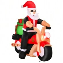 HOMCOM 5.5ft Christmas Inflatable Santa Claus Riding A Motorcycle Blow Up Decoration Xmas Décor For Garden, Halloween, Halloween Decoration - White - View 3