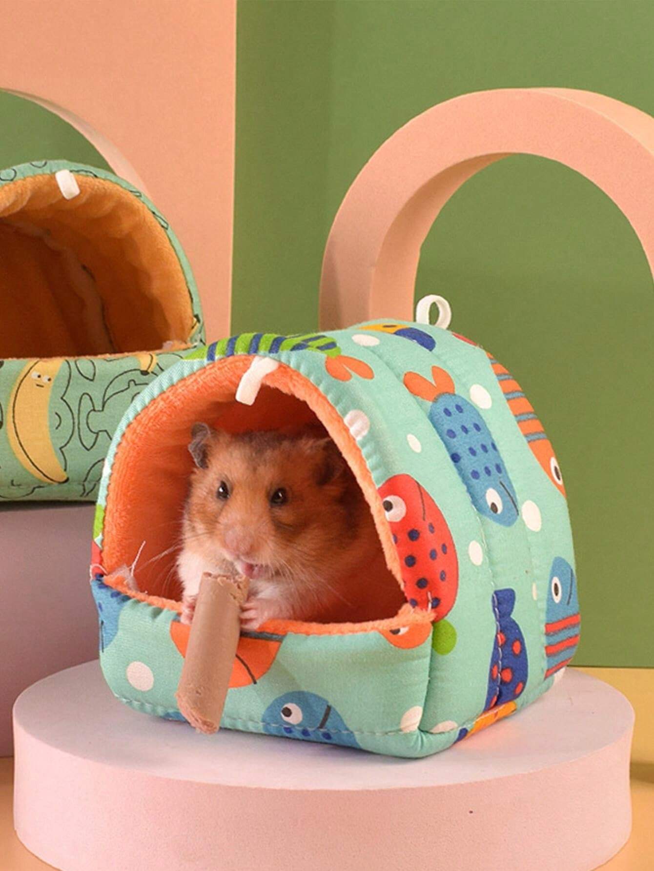 1pc Cute Printed Hamster Nest Winter Warm Nest Bird Nest Small Animal