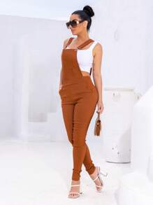 Women Denim Overalls & Jumpsuits - 駝色 - 查看 2