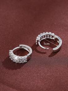 1 đôi bông tai tròn Cubic Zirconia đơn giản, thiết kế sang trọng và giản dị dành cho phụ nữ - bông tai bông tai - Xem 5