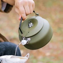 1pc Black Outdoor 304 Stainless Steel Kettle, Perfect For Camping And Hiking, 1l Size Large Capacity Coffee Pot Teapot, Portable And Convenient For Boiling Water - Black - View 3