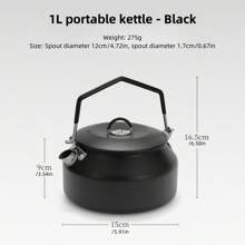 1pc Black Outdoor 304 Stainless Steel Kettle, Perfect For Camping And Hiking, 1l Size Large Capacity Coffee Pot Teapot, Portable And Convenient For Boiling Water - Black - View 1