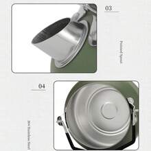 1pc Black Outdoor 304 Stainless Steel Kettle, Perfect For Camping And Hiking, 1l Size Large Capacity Coffee Pot Teapot, Portable And Convenient For Boiling Water - Black - View 11