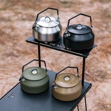 1pc Black Outdoor 304 Stainless Steel Kettle, Perfect For Camping And Hiking, 1l Size Large Capacity Coffee Pot Teapot, Portable And Convenient For Boiling Water - Black - View 5