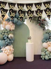 1 件黑色和金色生日派对装饰横幅，带三角旗，适用于 18 周年、21 周年、30 周年、40 周年、50 周年、60 周年庆典、圣诞节 - 黑色 - 查看 5