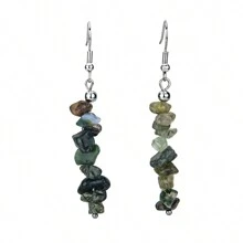 1 par de pendientes asimétricos de acero inoxidable con piedras trituradas - Multicolor - Ver 16