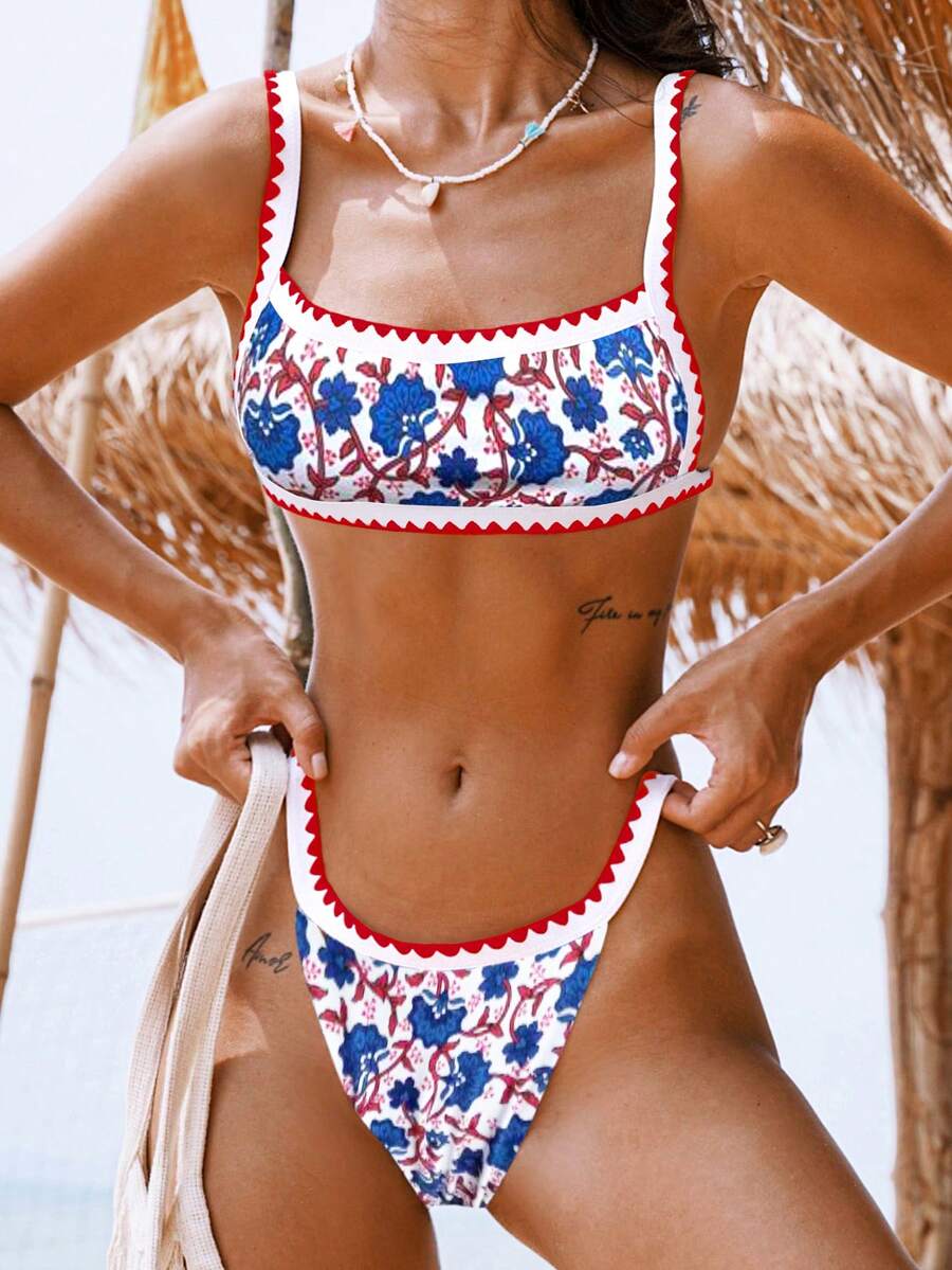 Women's Floral Printed Bikini Set Summer - Multicolor - View 1
