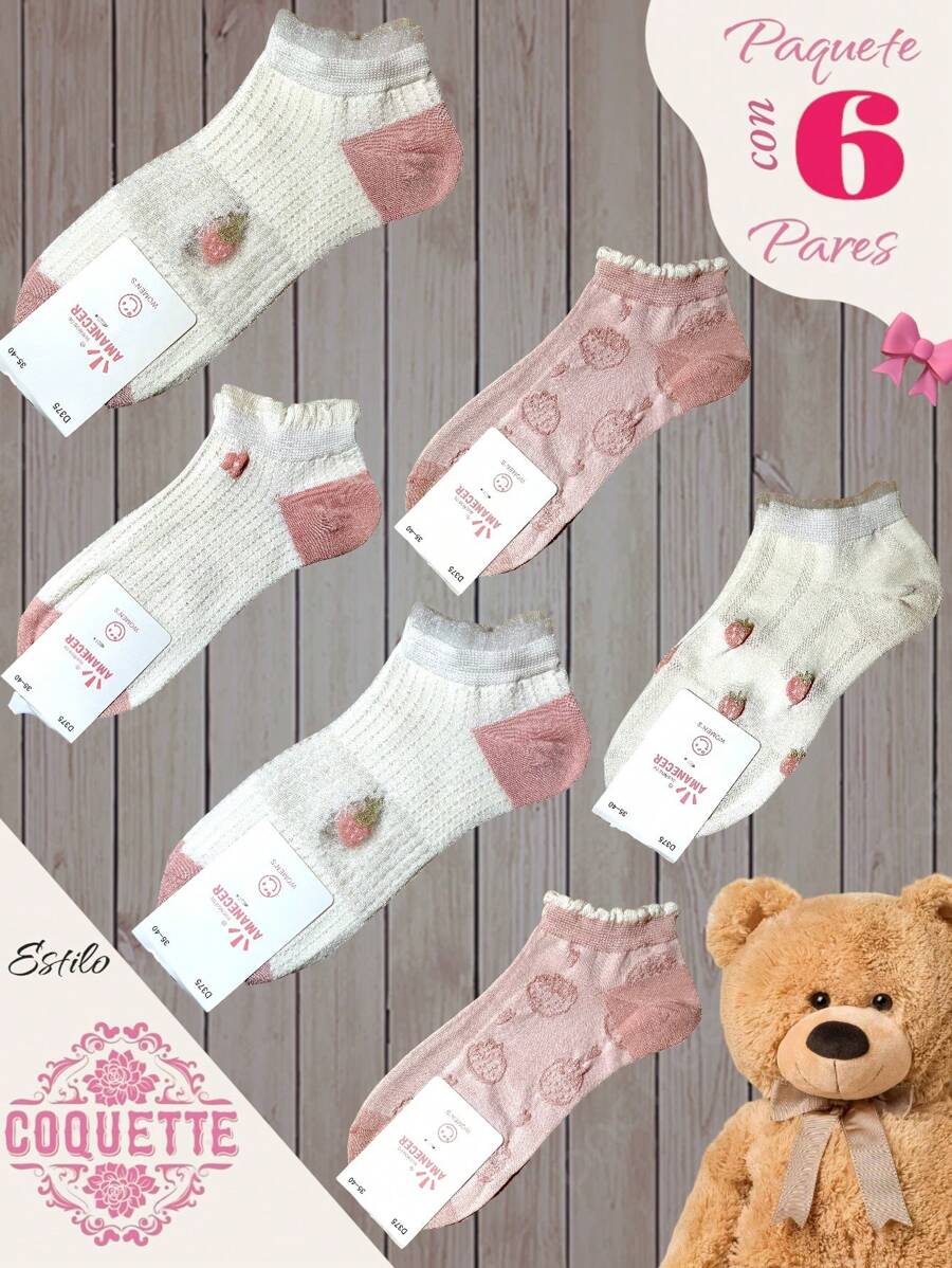 CALCETINES ESTILO COQUETTE - Rosa - Ver 1