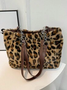 豹纹、斑马纹、时尚、大容量、简约、休闲、学院风、街头风、百搭、链条手提包 - 彩色 - 查看 10