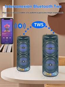 LED Bocina Bluetooth Portátil,Altavoz Inalámbrico Bluetooth 8 Pulgadas, Altavoz Bluetooth Portátil con Sonido Estéreo HD,Alcance de 10 m de Bluetooth,Bajo Rico,Sonido HIFI para Picnics,Fiestas,Exteriores,Viajes,Festival de música - Negro - Ver 6