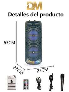 LED Bocina Bluetooth Portátil,Altavoz Inalámbrico Bluetooth 8 Pulgadas, Altavoz Bluetooth Portátil con Sonido Estéreo HD,Alcance de 10 m de Bluetooth,Bajo Rico,Sonido HIFI para Picnics,Fiestas,Exteriores,Viajes,Festival de música - Negro - Ver 9